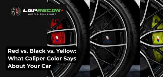 Red, black, and yellow caliper color covers