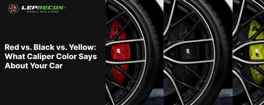 Red, black, and yellow caliper color covers